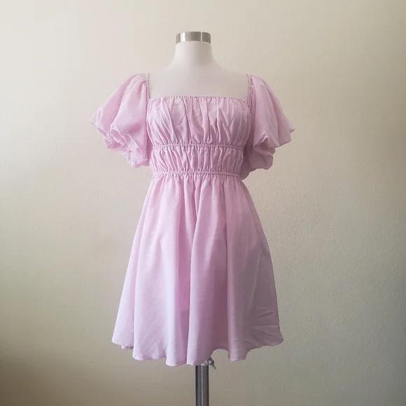 cotton candy la pink dress Waterfall Ruffle Mini Dress